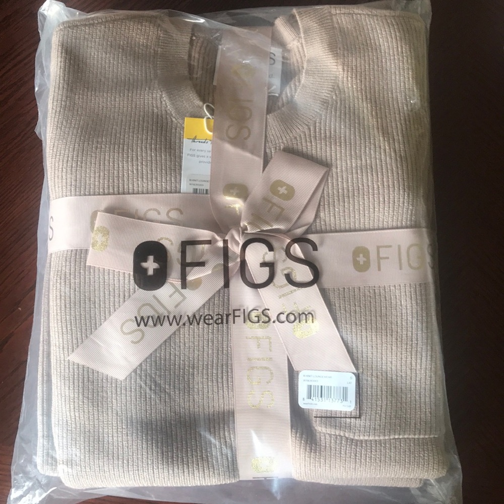 FIGS knit loungewear, latte